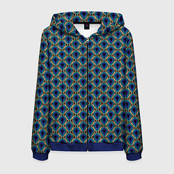 Толстовка 3D на молнии мужская Чёрно-синий узоры капельки, цвет: 3D-синий