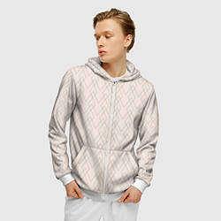 Толстовка 3D на молнии мужская Бежевый геометричные линии, цвет: 3D-белый — фото 2