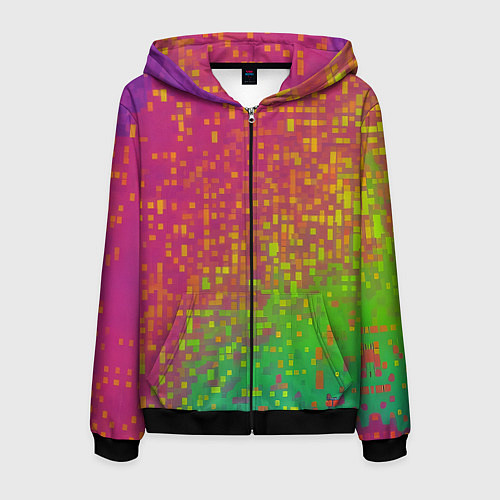 Мужская толстовка на молнии Разноцветные пиксели / 3D-Черный – фото 1