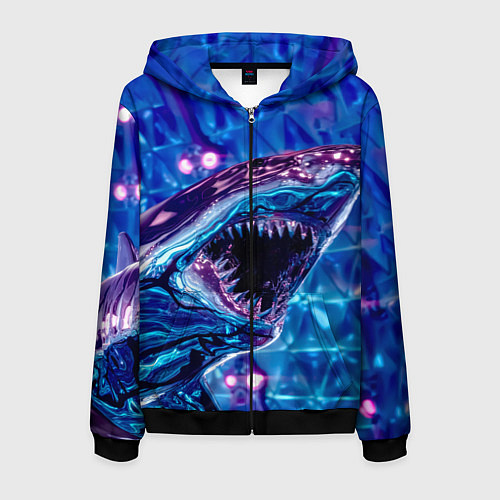 Мужская толстовка на молнии Фиолетовая акула / 3D-Черный – фото 1