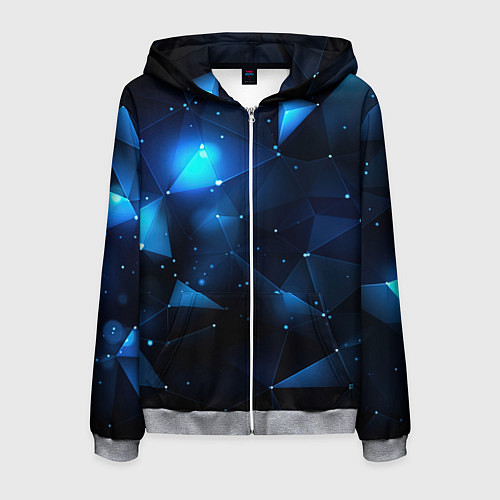 Мужская толстовка на молнии Синяя геометрическая абстракция / 3D-Меланж – фото 1