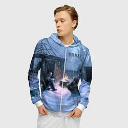 Толстовка 3D на молнии мужская STALKER 2 новички на кордоне, цвет: 3D-белый — фото 2