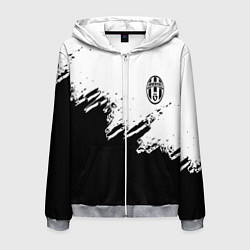Толстовка 3D на молнии мужская Juventus black sport texture, цвет: 3D-меланж