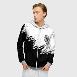 Толстовка 3D на молнии мужская Juventus black sport texture, цвет: 3D-меланж — фото 2