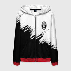 Толстовка 3D на молнии мужская Juventus black sport texture, цвет: 3D-красный