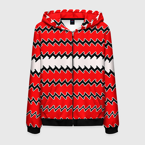 Мужская толстовка на молнии White and red stripes / 3D-Черный – фото 1