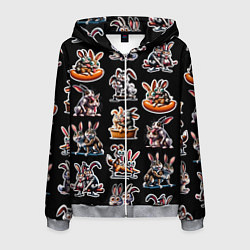 Толстовка 3D на молнии мужская Кролики - Камасутра позы, цвет: 3D-меланж