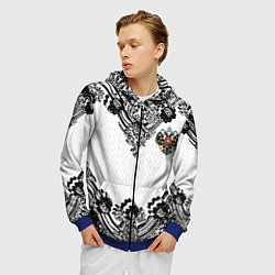 Толстовка 3D на молнии мужская Имперский узор Россия герб патриотизм, цвет: 3D-синий — фото 2