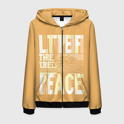 Толстовка 3D на молнии мужская Let there be peace, цвет: 3D-черный