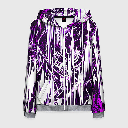 Мужская толстовка на молнии Розовые и белые абстрактные узоры / 3D-Меланж – фото 1