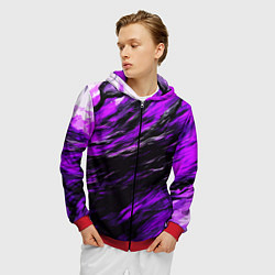 Толстовка 3D на молнии мужская Чёрная и розовая буря, цвет: 3D-красный — фото 2