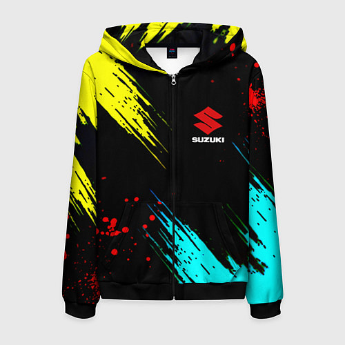 Мужская толстовка на молнии Suzuki краски абстрактные / 3D-Черный – фото 1
