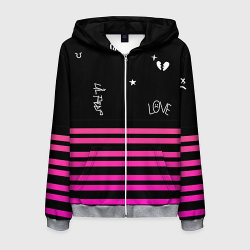 Мужская толстовка на молнии Lil Peep розовые полосы / 3D-Меланж – фото 1