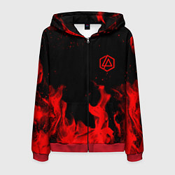 Мужская толстовка на молнии Linkin Park красный огонь лого