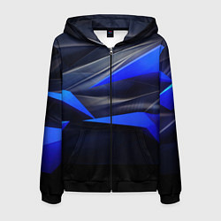 Толстовка 3D на молнии мужская Black and blue abstract background sport style, цвет: 3D-черный