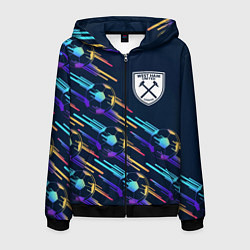 Толстовка 3D на молнии мужская West Ham градиентные мячи, цвет: 3D-черный