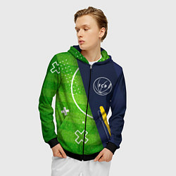 Толстовка 3D на молнии мужская Porto football field, цвет: 3D-черный — фото 2