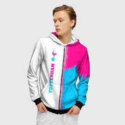 Толстовка 3D на молнии мужская Tottenham neon gradient style по-вертикали, цвет: 3D-черный — фото 2