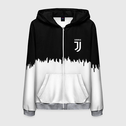 Мужская толстовка на молнии Juventus белый огонь текстура / 3D-Меланж – фото 1