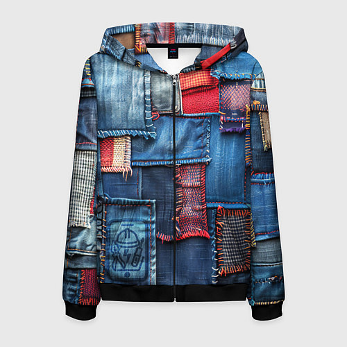 Мужская толстовка на молнии Джинсовая форма электрика / 3D-Черный – фото 1