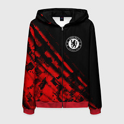 Толстовка 3D на молнии мужская Chelsea sport grunge, цвет: 3D-красный