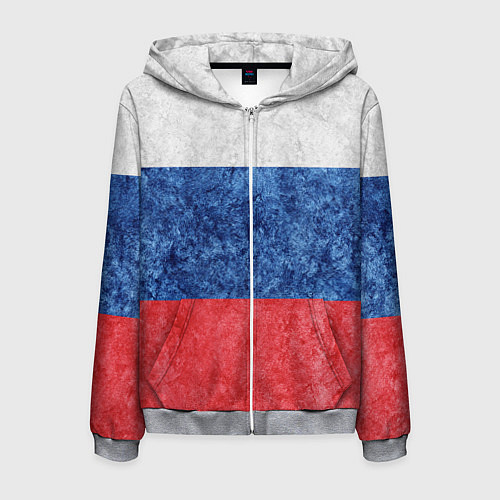 Мужская толстовка на молнии Флаг России разноцветный / 3D-Меланж – фото 1