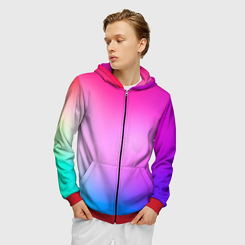 Мужская толстовка на молнии Colorful gradient / 3D-Красный – фото 3