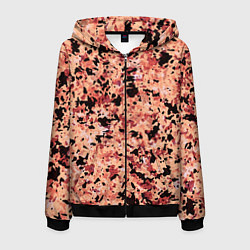 Толстовка 3D на молнии мужская Абстракция персиковый пятнистый, цвет: 3D-черный
