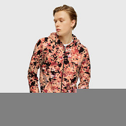 Толстовка 3D на молнии мужская Абстракция персиковый пятнистый, цвет: 3D-черный — фото 2