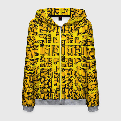 Мужская толстовка на молнии Жёлтые фигуры с эффектом рыбьего глаза / 3D-Меланж – фото 1