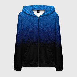 Толстовка 3D на молнии мужская Градиент сине-чёрный текстурный, цвет: 3D-черный