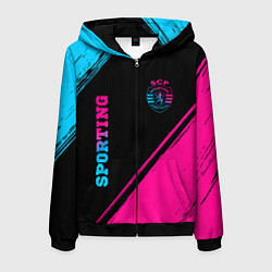 Мужская толстовка на молнии Sporting - neon gradient вертикально