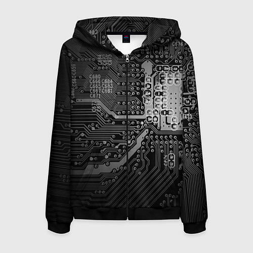 Мужская толстовка на молнии Микросхема плата / 3D-Черный – фото 1