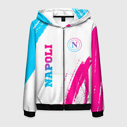 Толстовка 3D на молнии мужская Napoli neon gradient style вертикально, цвет: 3D-черный