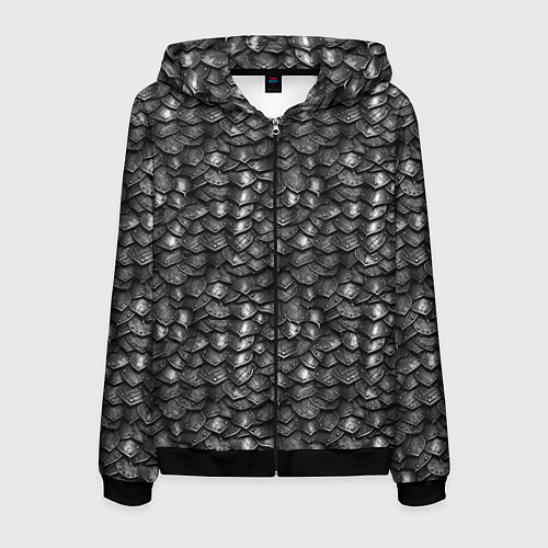 Мужская толстовка на молнии Железная броня текстура / 3D-Черный – фото 1
