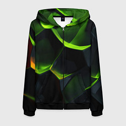 Мужская толстовка на молнии Green neon abstract geometry