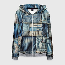 Мужская толстовка на молнии Patchwork denim - vogue