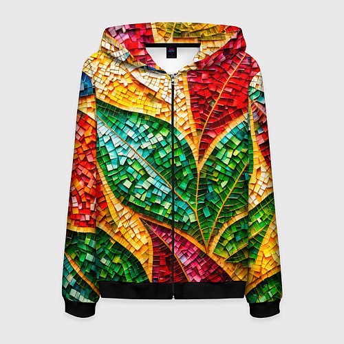 Мужская толстовка на молнии Яркая мозаика с разноцветным абстрактным узором и / 3D-Черный – фото 1