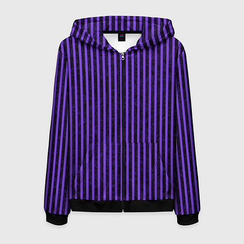 Мужская толстовка на молнии Полосатый яркий фиолетовый / 3D-Черный – фото 1