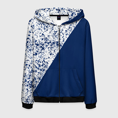Мужская толстовка на молнии Сине-белый пополам / 3D-Черный – фото 1