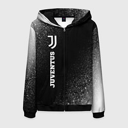 Толстовка 3D на молнии мужская Juventus sport на темном фоне по-вертикали, цвет: 3D-черный