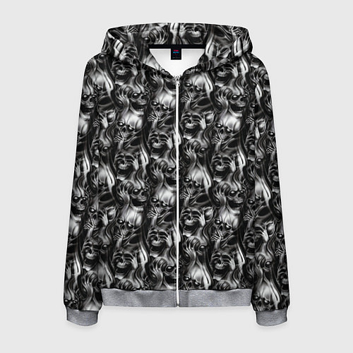 Мужская толстовка на молнии Smoke skulls / 3D-Меланж – фото 1