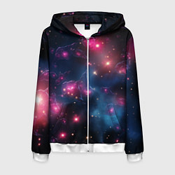 Толстовка 3D на молнии мужская Абстрактный космос фантастика, цвет: 3D-белый