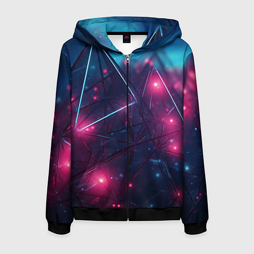 Мужская толстовка на молнии Конструкция с ярким свечением / 3D-Черный – фото 1
