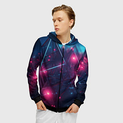 Толстовка 3D на молнии мужская Конструкция с ярким свечением, цвет: 3D-черный — фото 2