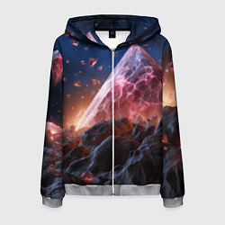 Толстовка 3D на молнии мужская Абстрактная пирамида космическая, цвет: 3D-меланж