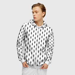 Толстовка 3D на молнии мужская Белый в чёрный горошек узором, цвет: 3D-белый — фото 2