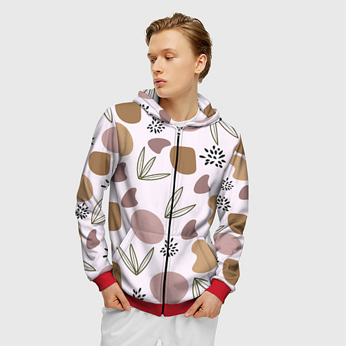 Мужская толстовка на молнии Пятна и семена / 3D-Красный – фото 3