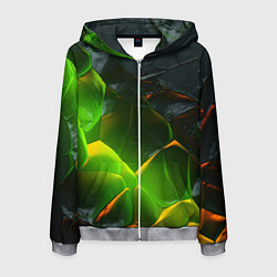 Мужская толстовка на молнии Зеленая абстрактная неоновая текстура