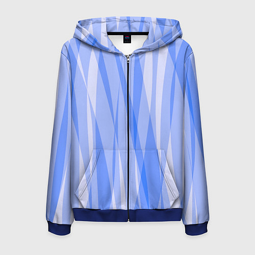 Мужская толстовка на молнии Полосатый сиренево-голубой пламенный / 3D-Синий – фото 1
